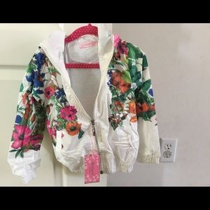 Toddler Girls White and Bright Floral Windbreaker